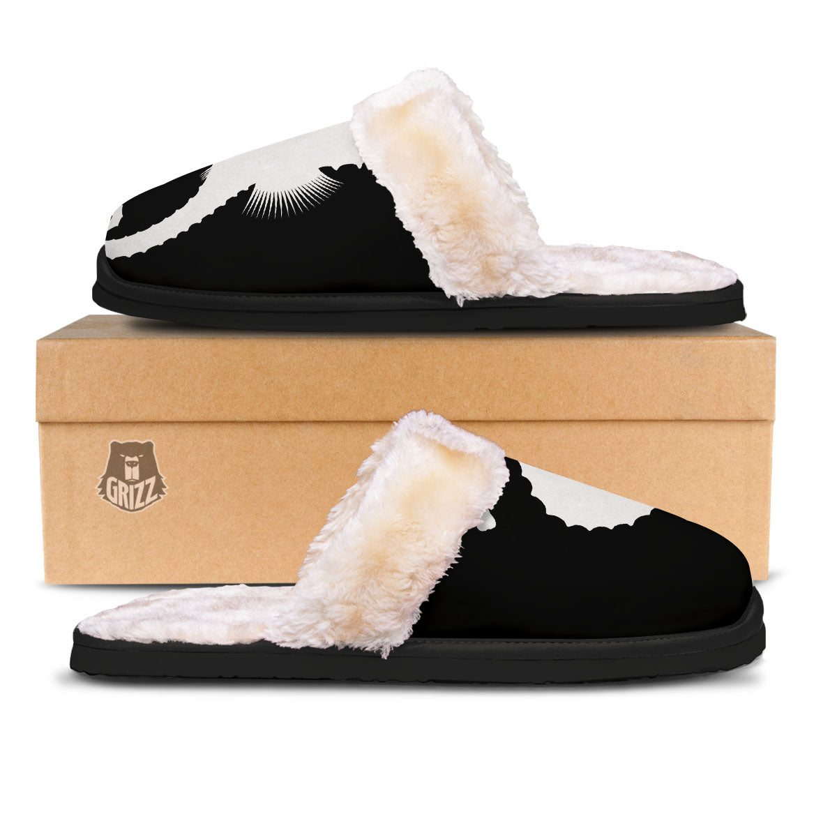 Seahorse White And Black Print Slippers-grizzshop