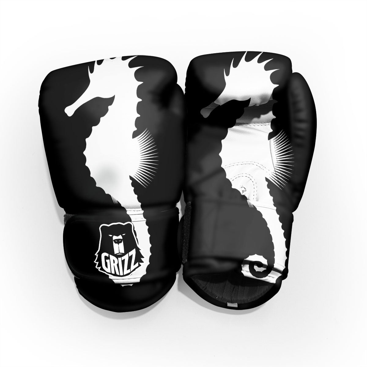 Seahorse White And Black Print Pro Boxing Glove
