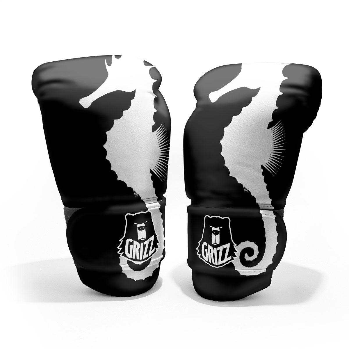 Seahorse White And Black Print Pro Boxing Glove