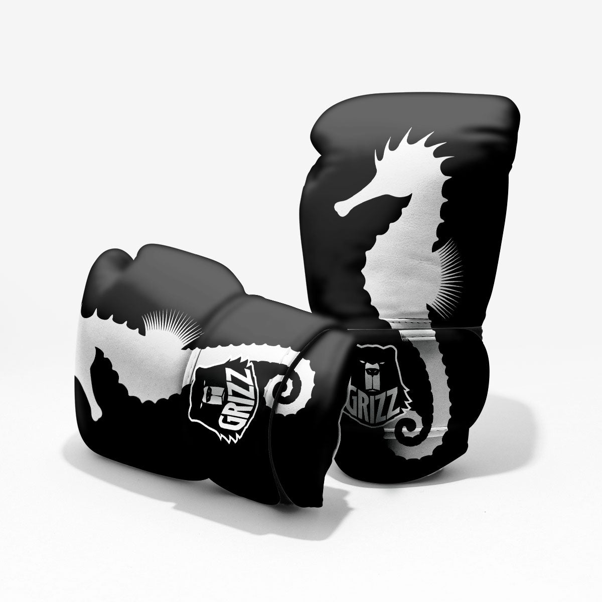 Seahorse White And Black Print Pro Boxing Glove