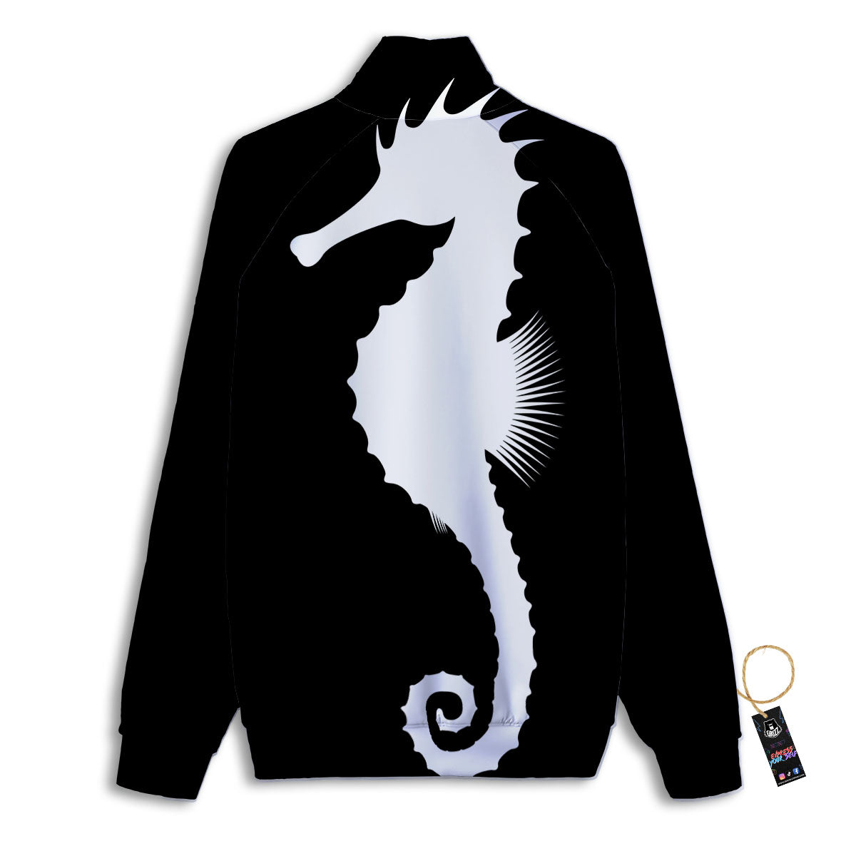 Seahorse White And Black Print Track Jacket-grizzshop