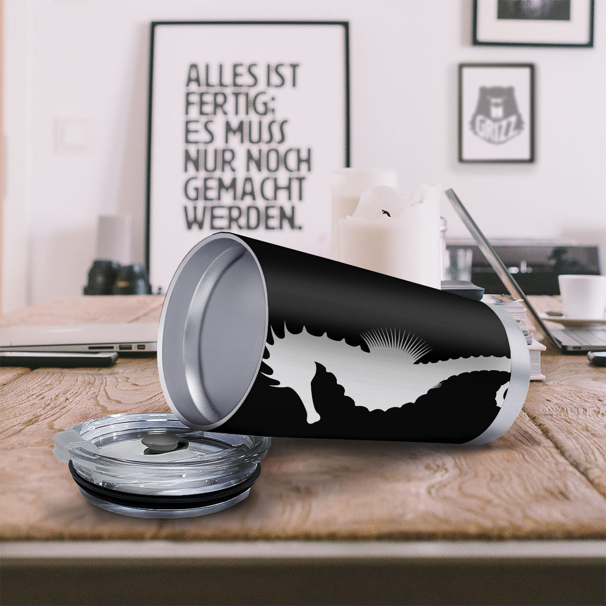 Seahorse White And Black Print Tumbler-grizzshop