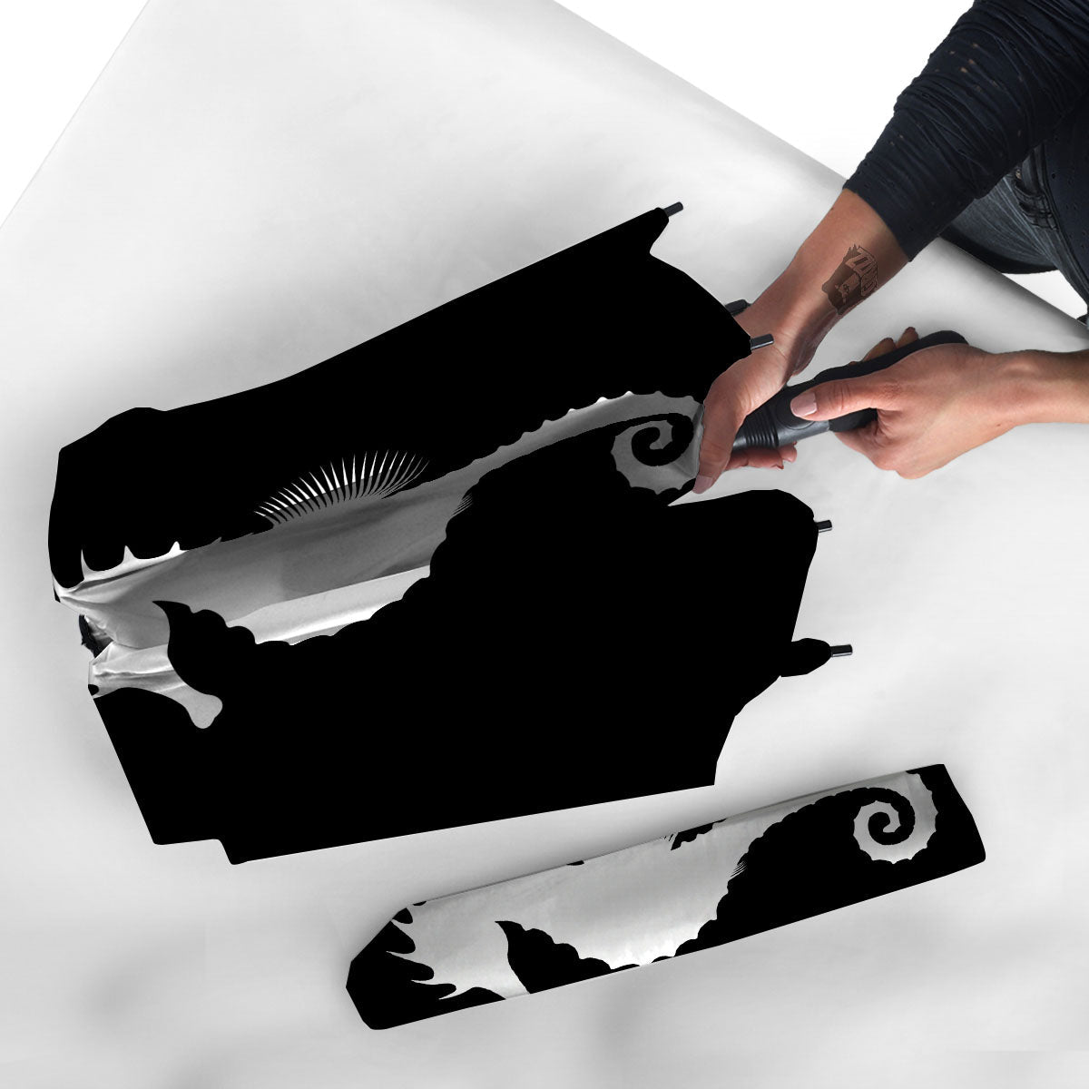Seahorse White And Black Print Umbrella-grizzshop