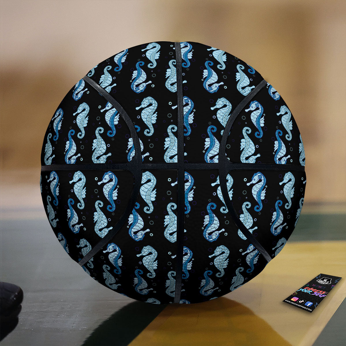 Seahorse Blue Print Pattern Basketball