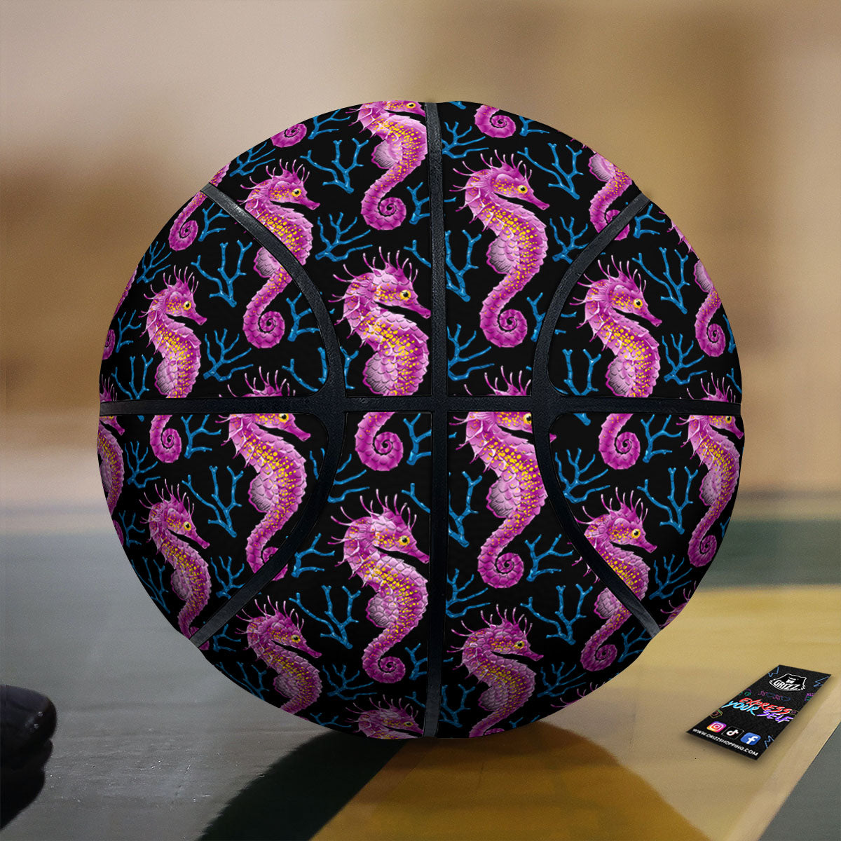 Skull Flowers Vintage Print Pattern Basketball