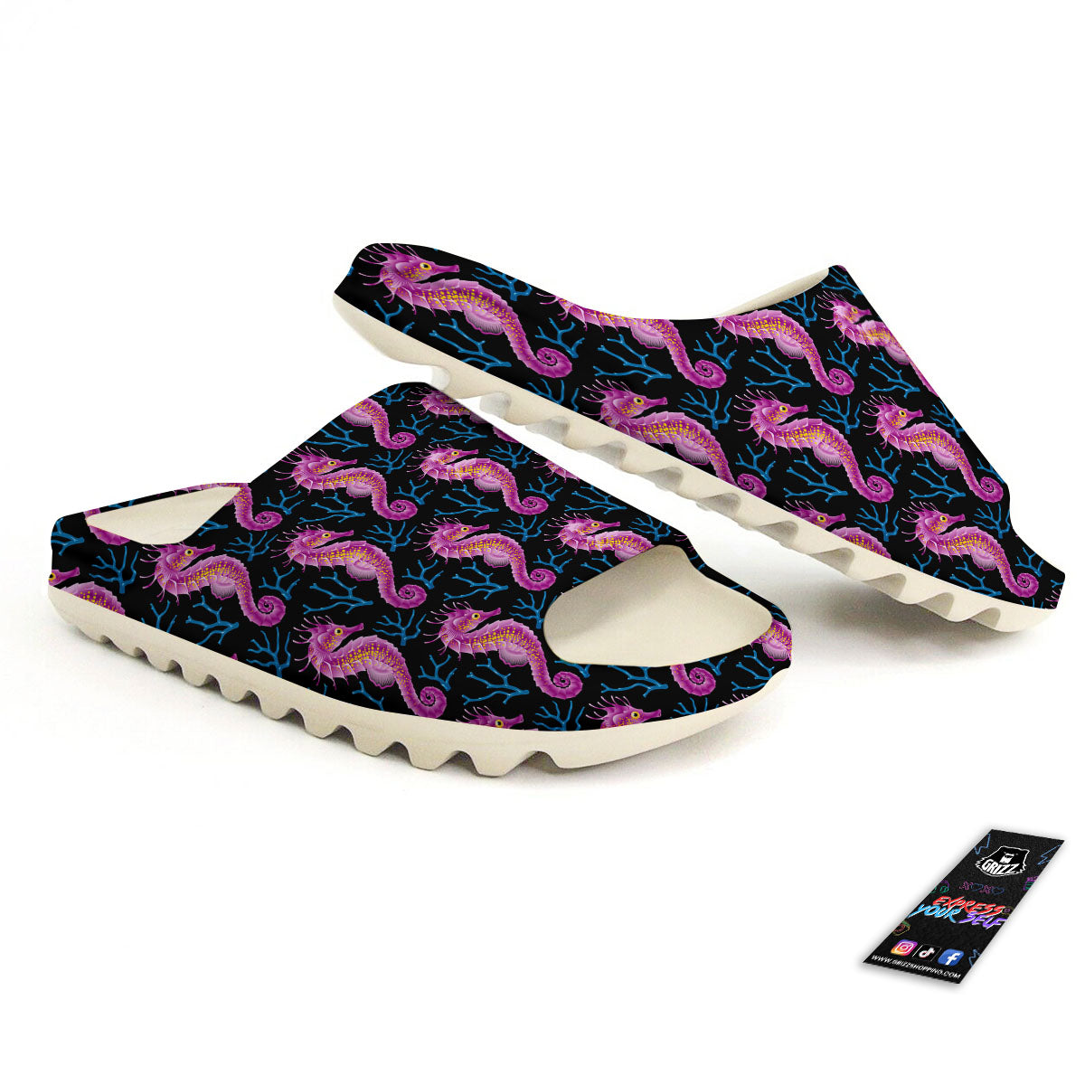 Seahorse Purple Print Pattern Sandals-grizzshop