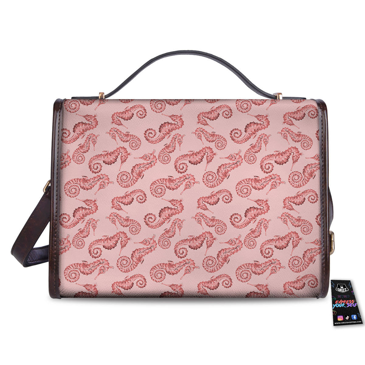 Seahorse Watercolor Print Pattern Women's Satchel Bag