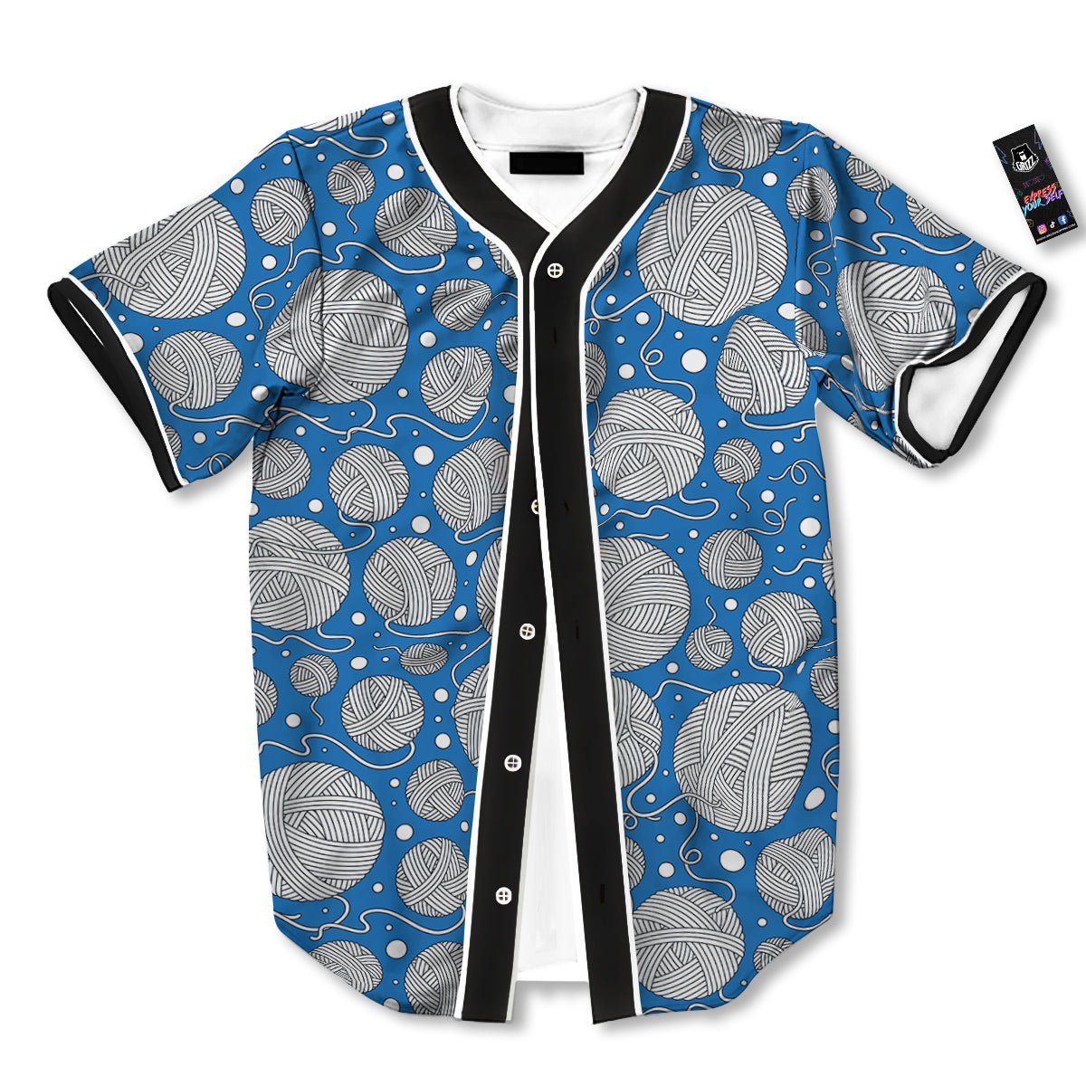 Seamless Yarn Balls Print Pattern Baseball Jersey-grizzshop