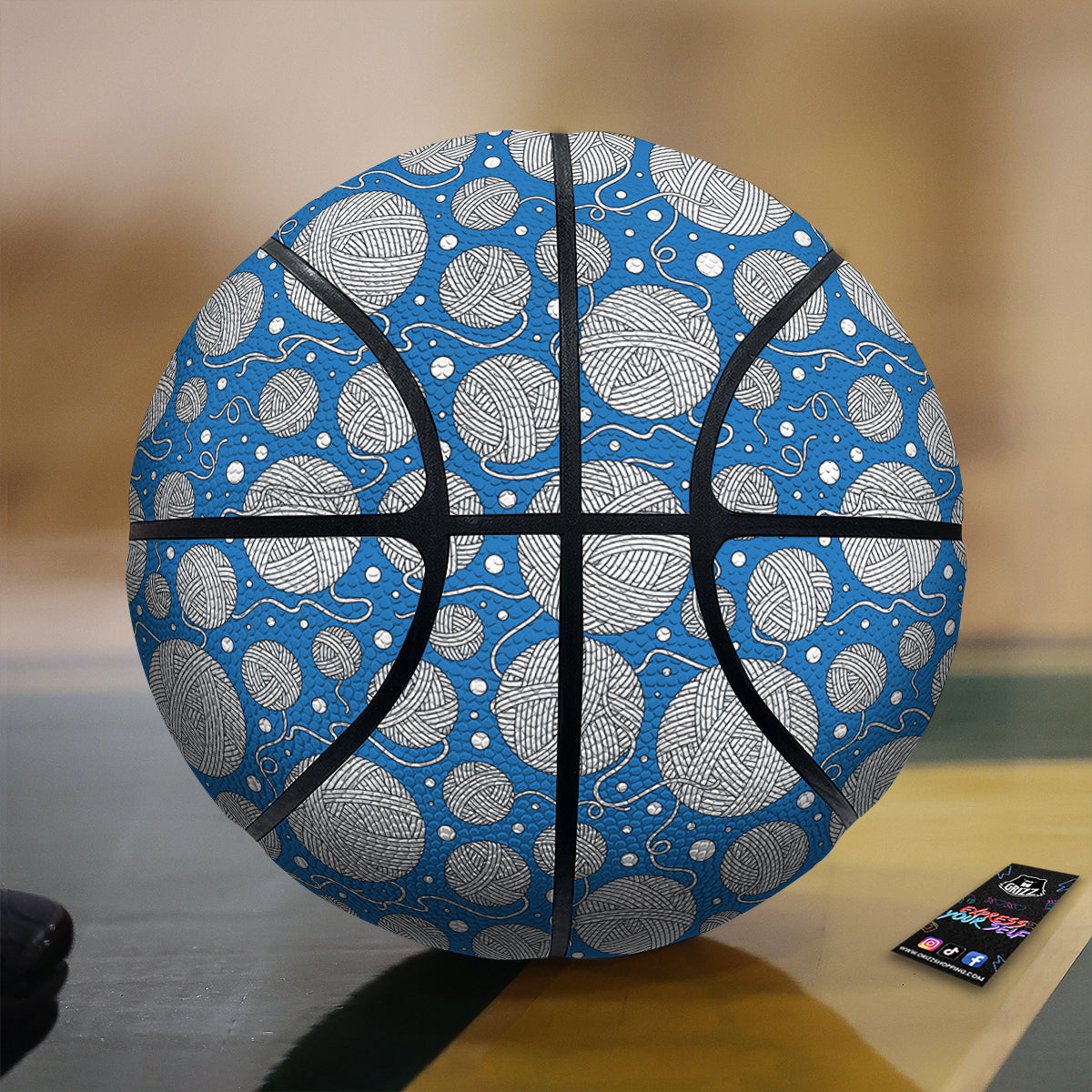 Seamless Yarn Balls Print Pattern Basketball-grizzshop