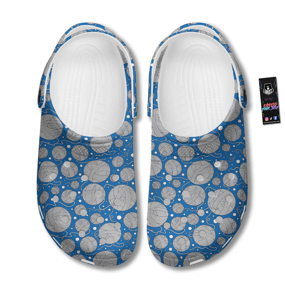 Seamless Yarn Balls Print Pattern Clog-grizzshop