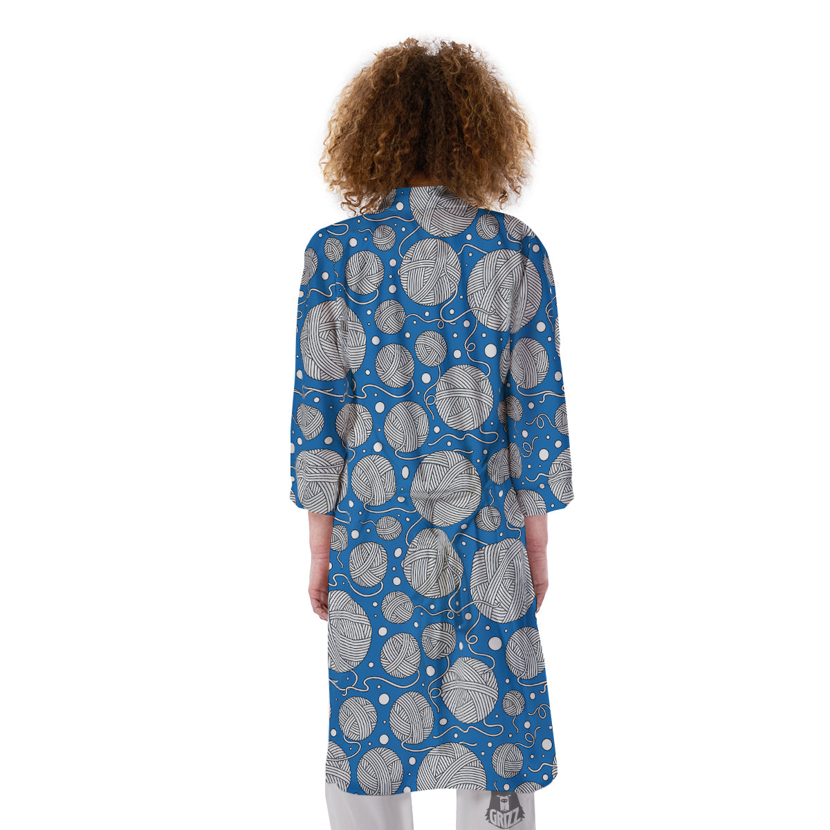 Seamless Yarn Balls Print Pattern Kimono-grizzshop