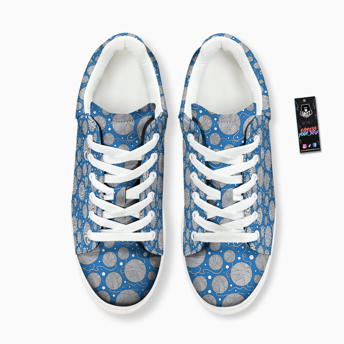 Seamless Yarn Balls Print Pattern Platform Shoes-grizzshop