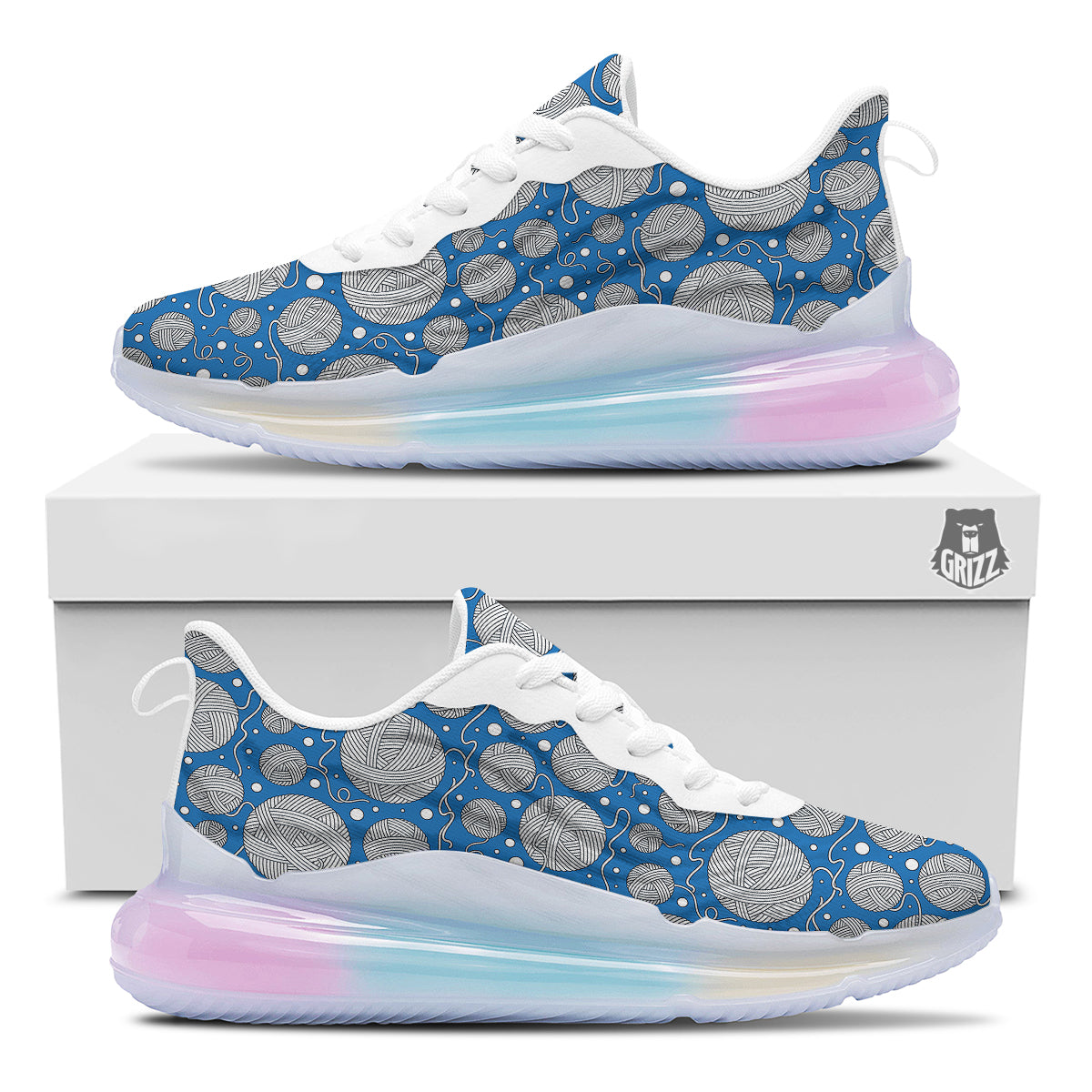 Seamless Yarn Balls Print Pattern Running Sneakers-grizzshop