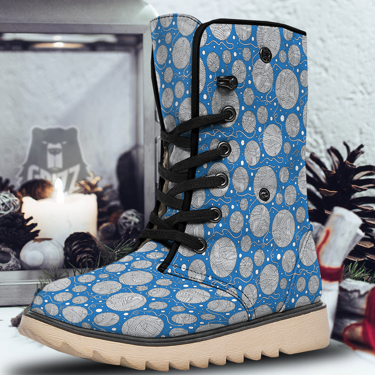 Seamless Yarn Balls Print Pattern Snow Boots-grizzshop