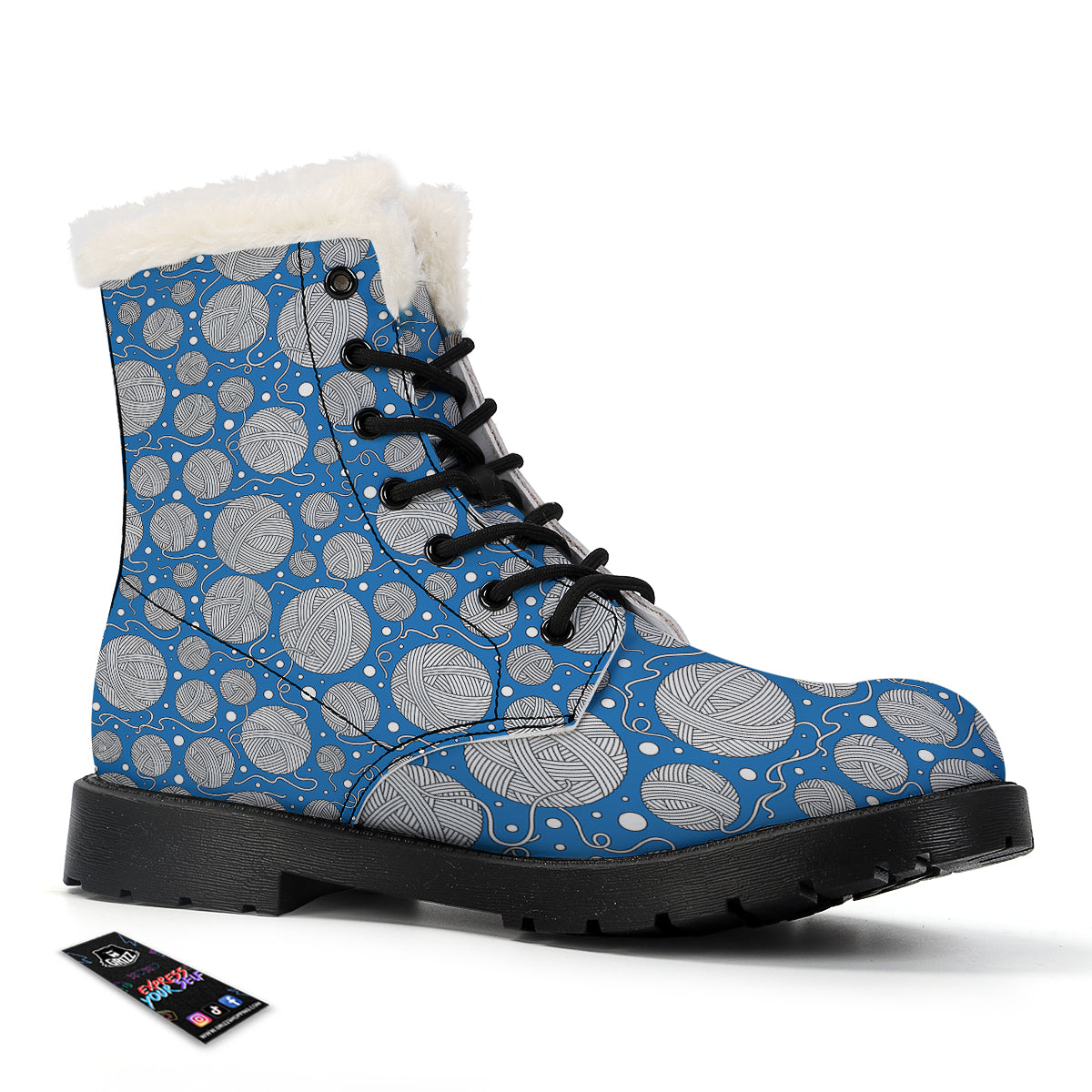 Seamless Yarn Balls Print Pattern Winter Boots-grizzshop