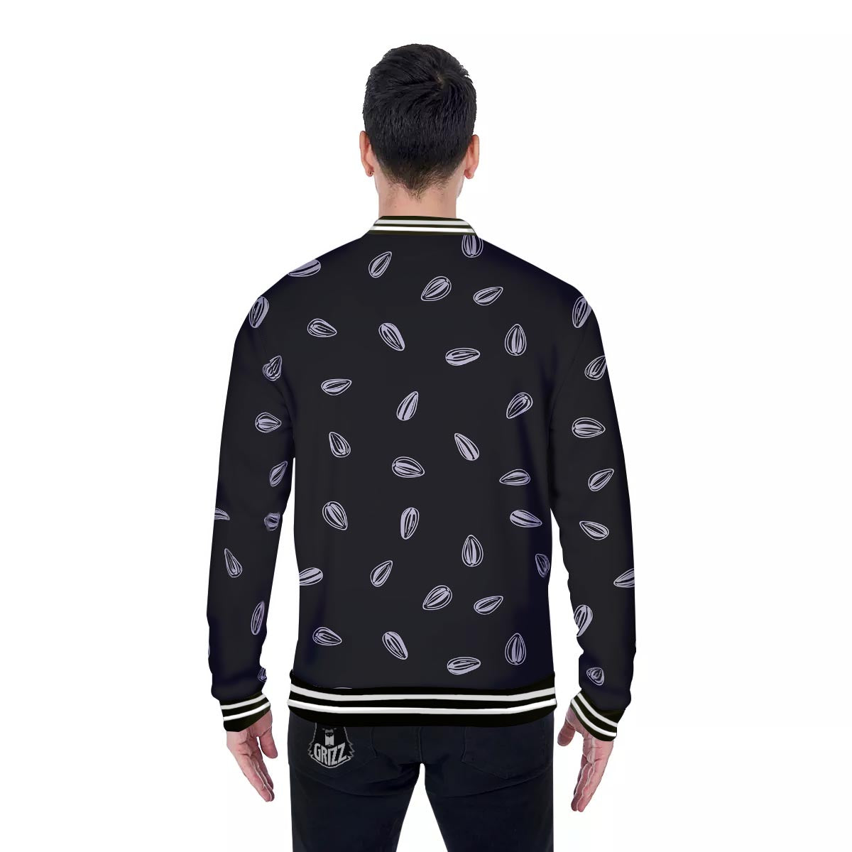 Seeds Sunflower Print Pattern Baseball Jacket-grizzshop