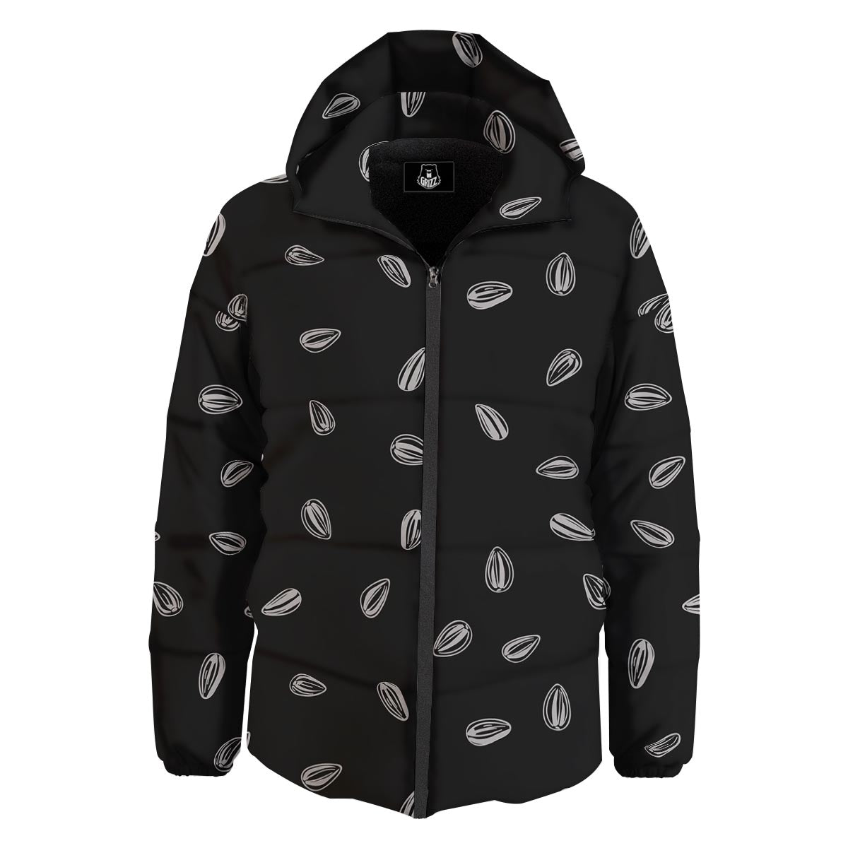 Seeds Sunflower Print Pattern Down Jacket-grizzshop