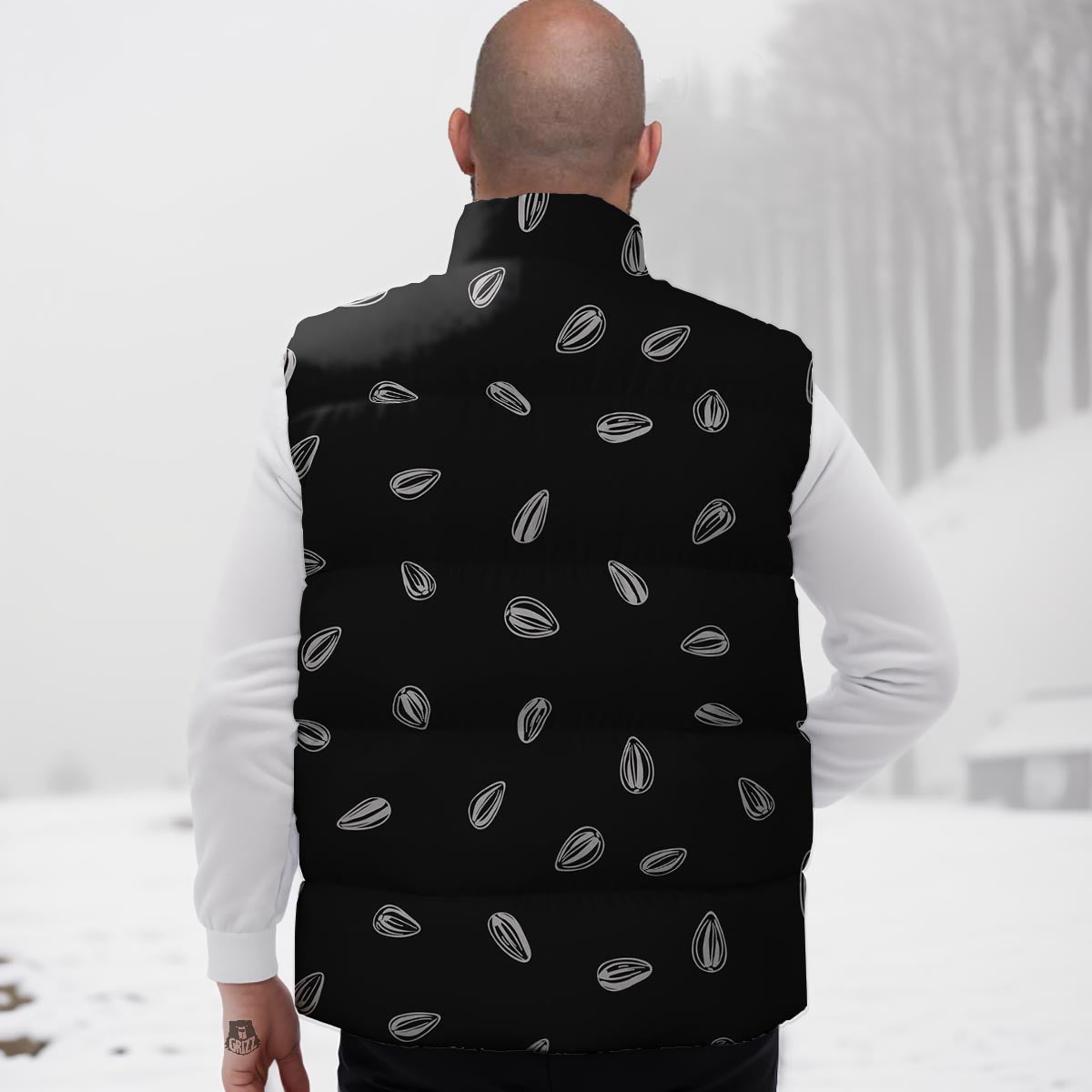 Seeds Sunflower Print Pattern Down Vest