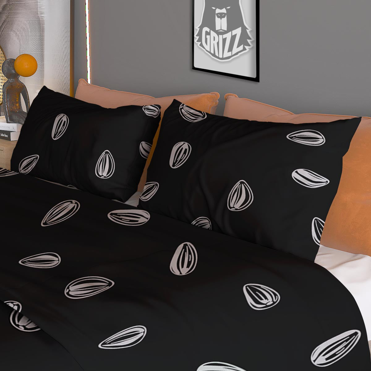 Seeds Sunflower Print Pattern Duvet Cover Bedding Set