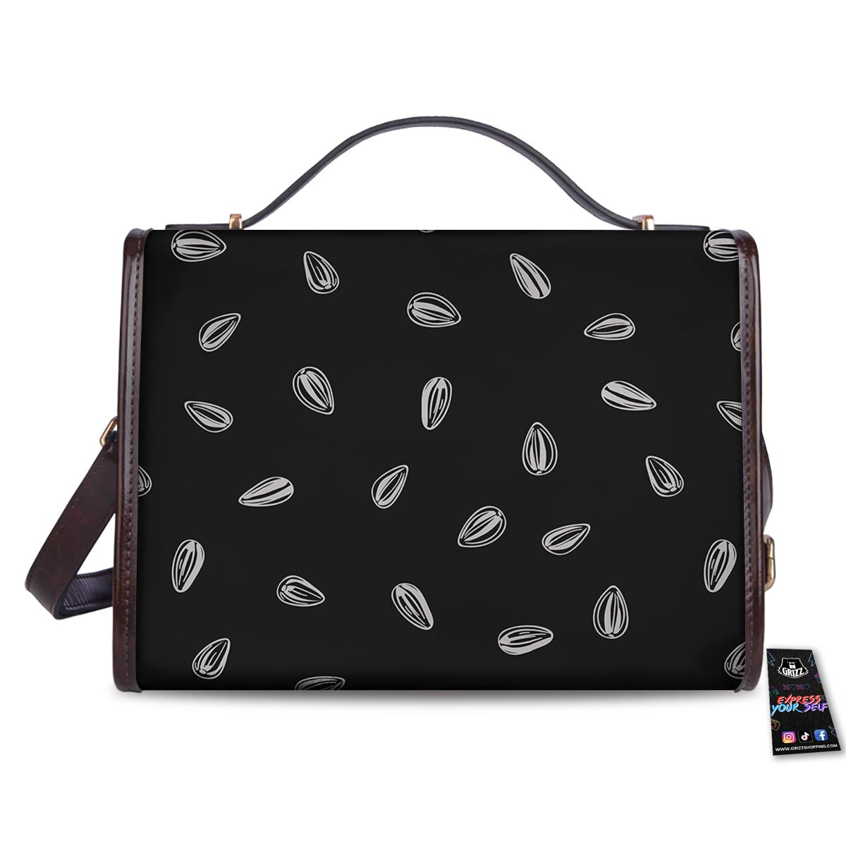 Seeds Sunflower Print Pattern Women's Satchel Bag-grizzshop