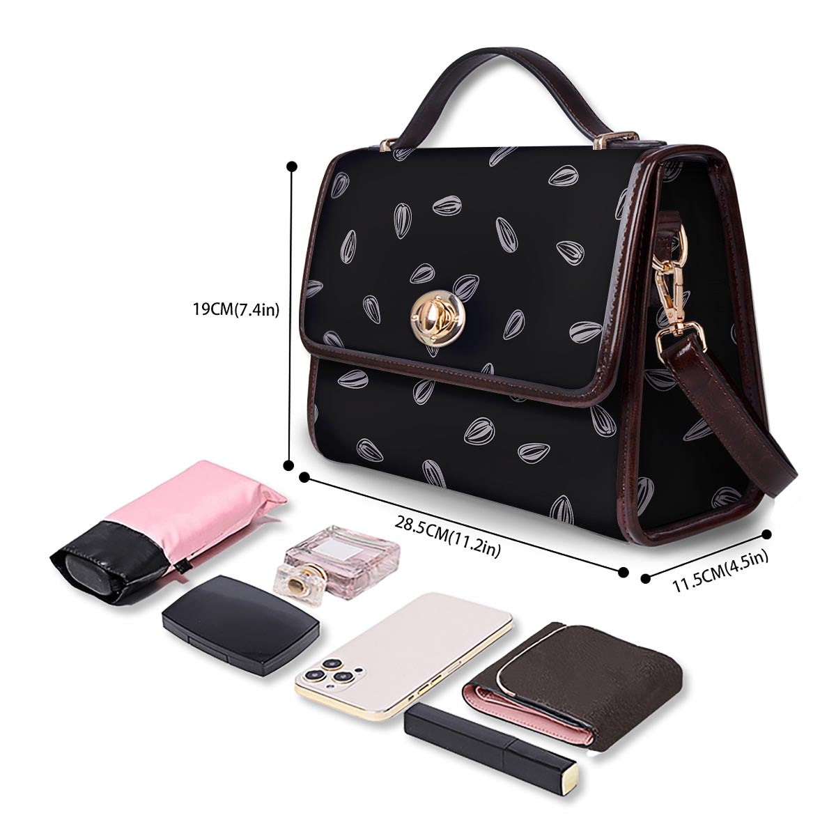 Seeds Sunflower Print Pattern Women's Satchel Bag-grizzshop