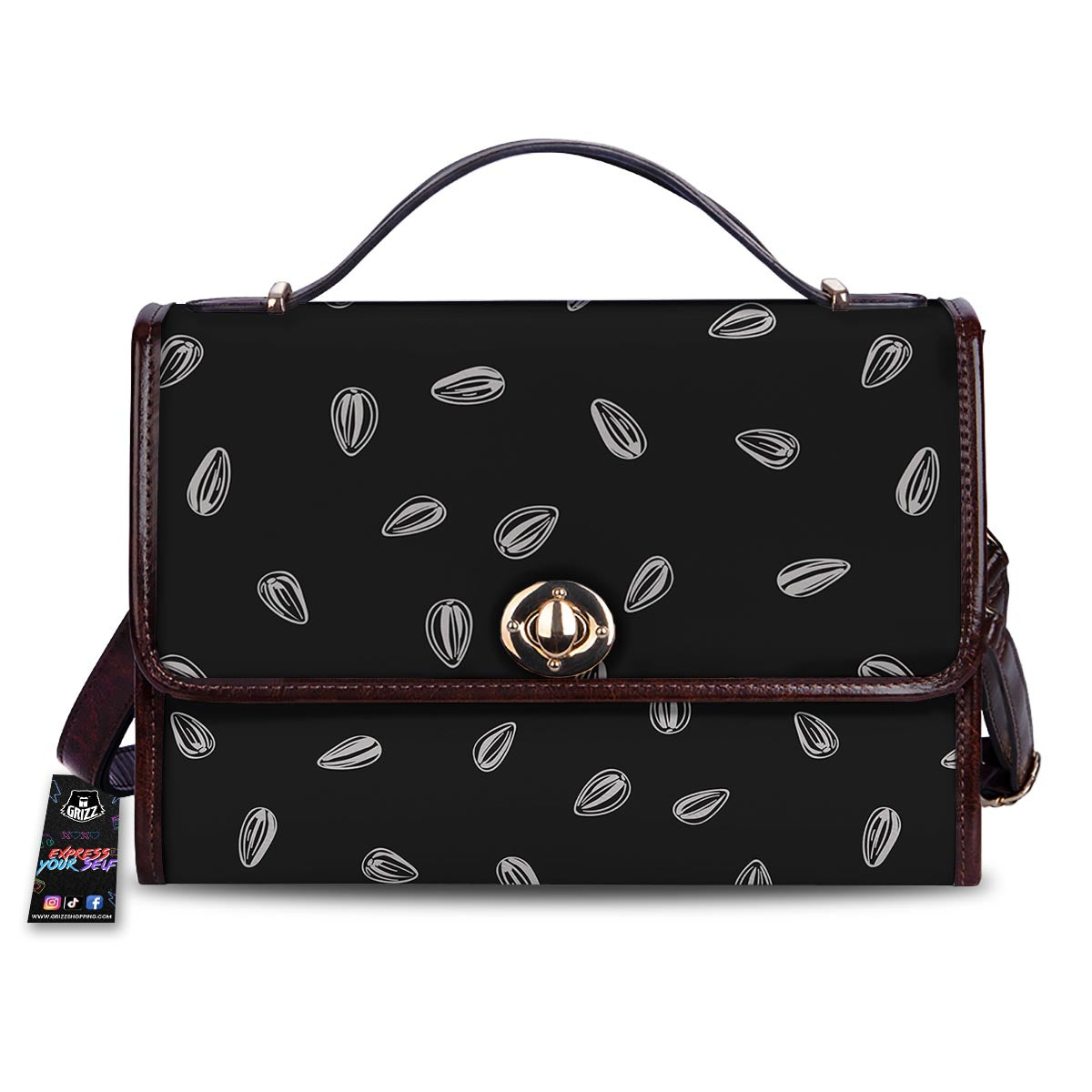 Seeds Sunflower Print Pattern Women's Satchel Bag-grizzshop