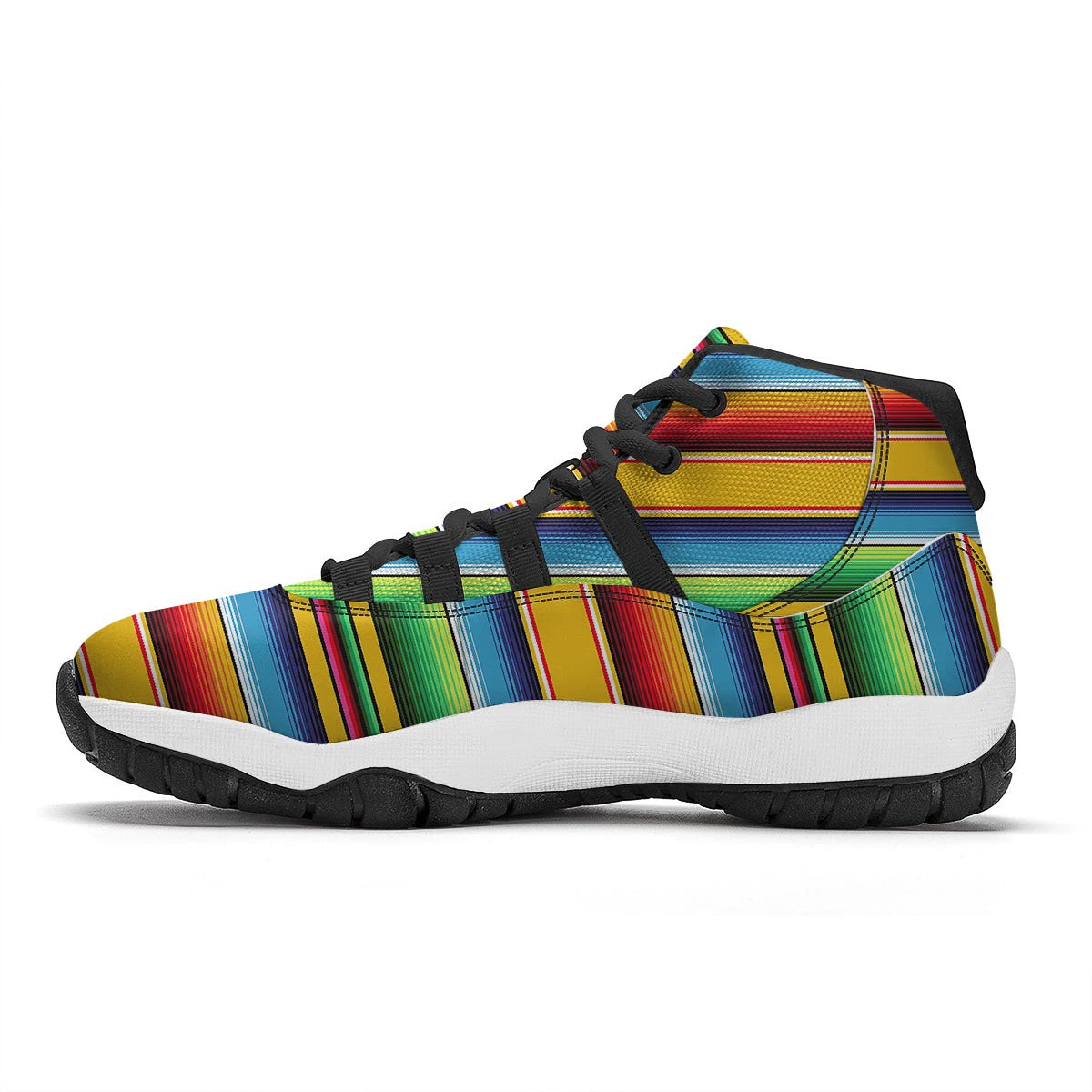 Serape Baja Mexican Blanket Pattern Print Black Bball Shoes-grizzshop