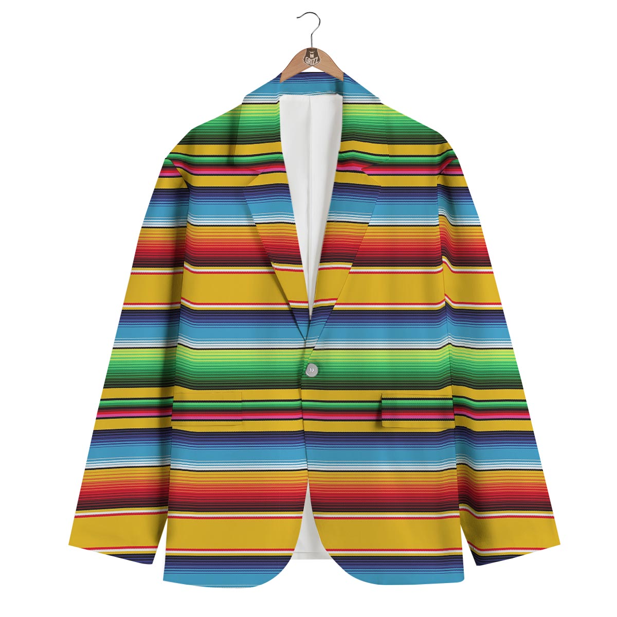 Serape Baja Mexican Blanket Pattern Print Men's Blazer-grizzshop