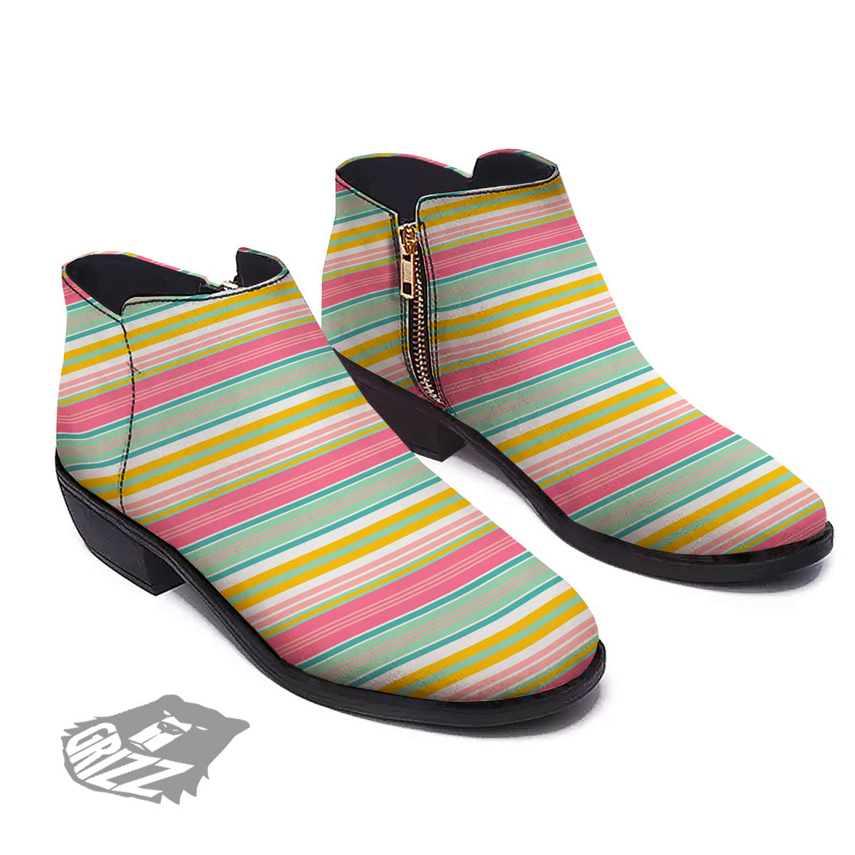 Serape Blanket Colorful Print Pattern Ankle Boots-grizzshop