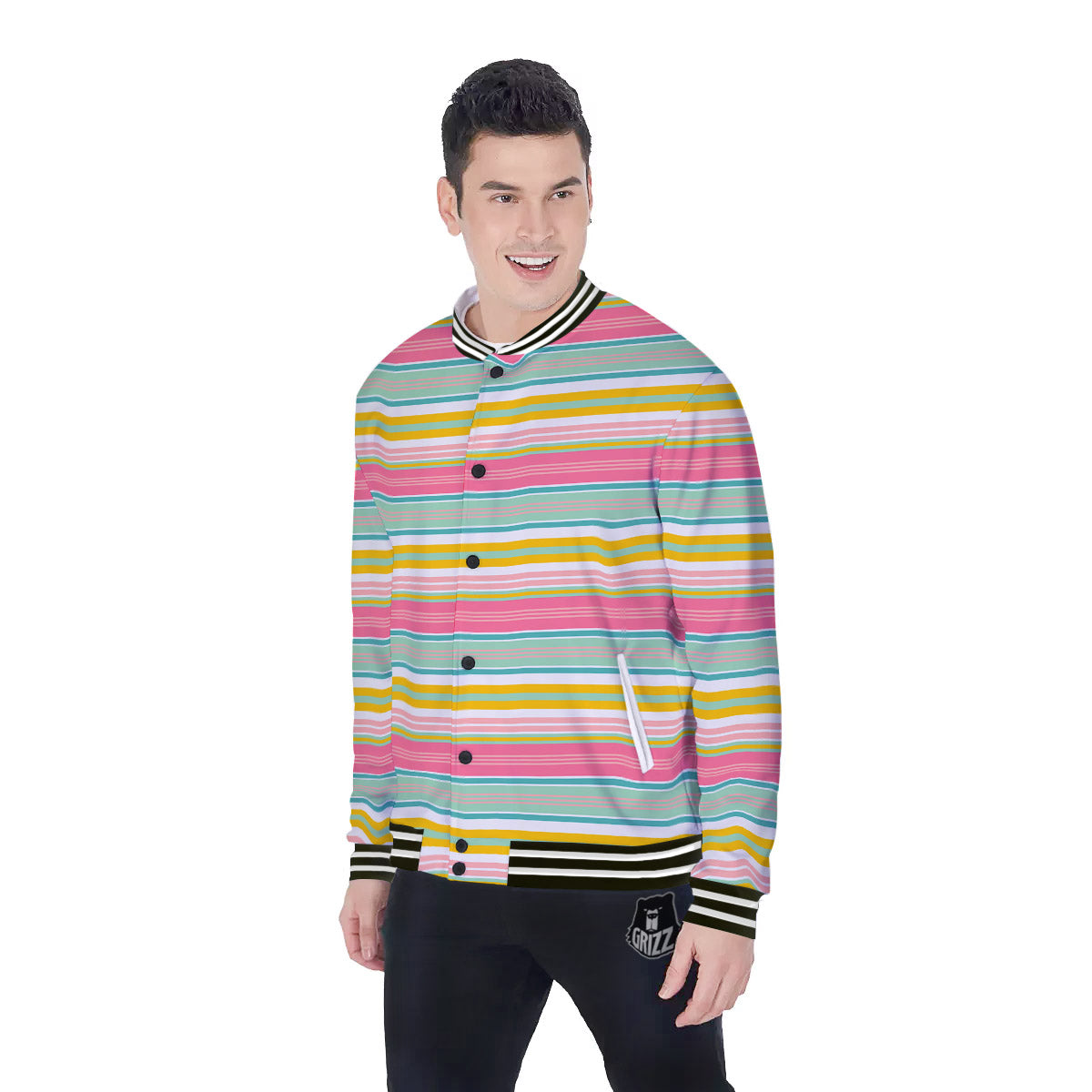 Serape Blanket Colorful Print Pattern Baseball Jacket-grizzshop