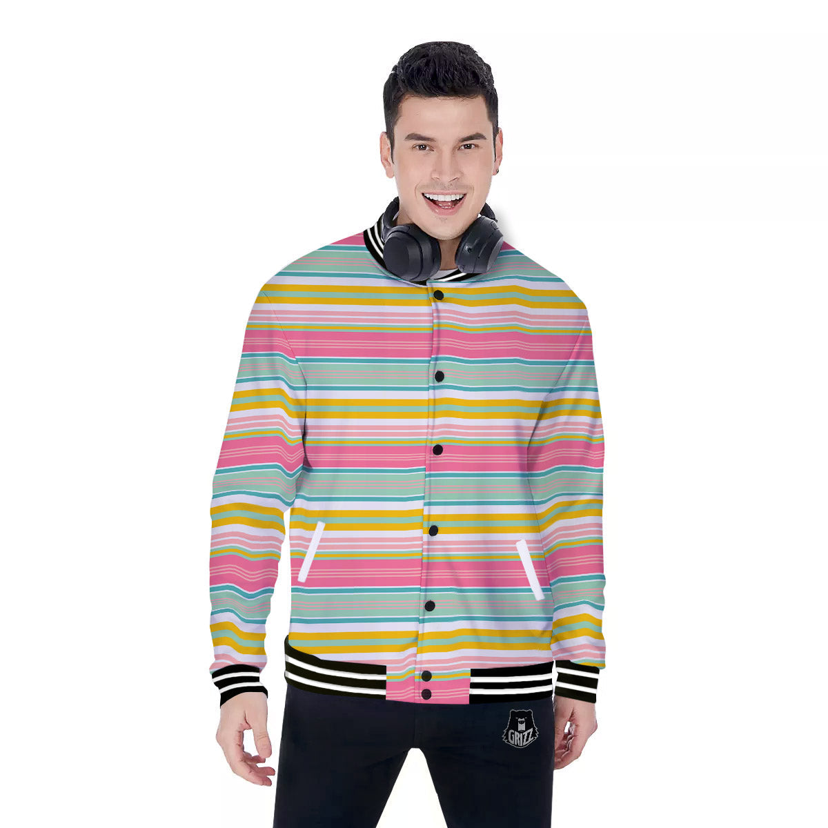 Serape Blanket Colorful Print Pattern Baseball Jacket-grizzshop