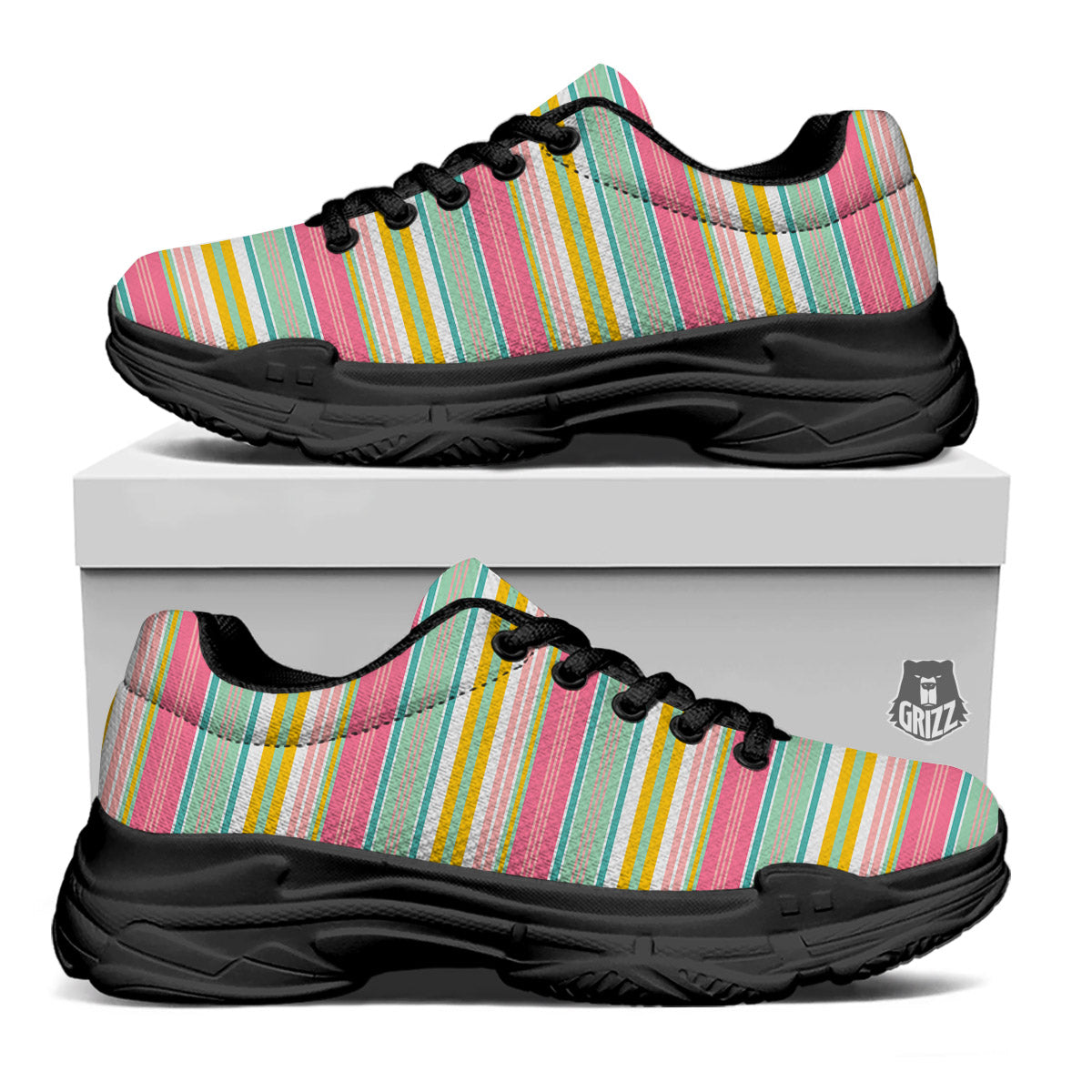 Serape Blanket Colorful Print Pattern Black Chunky Shoes-grizzshop