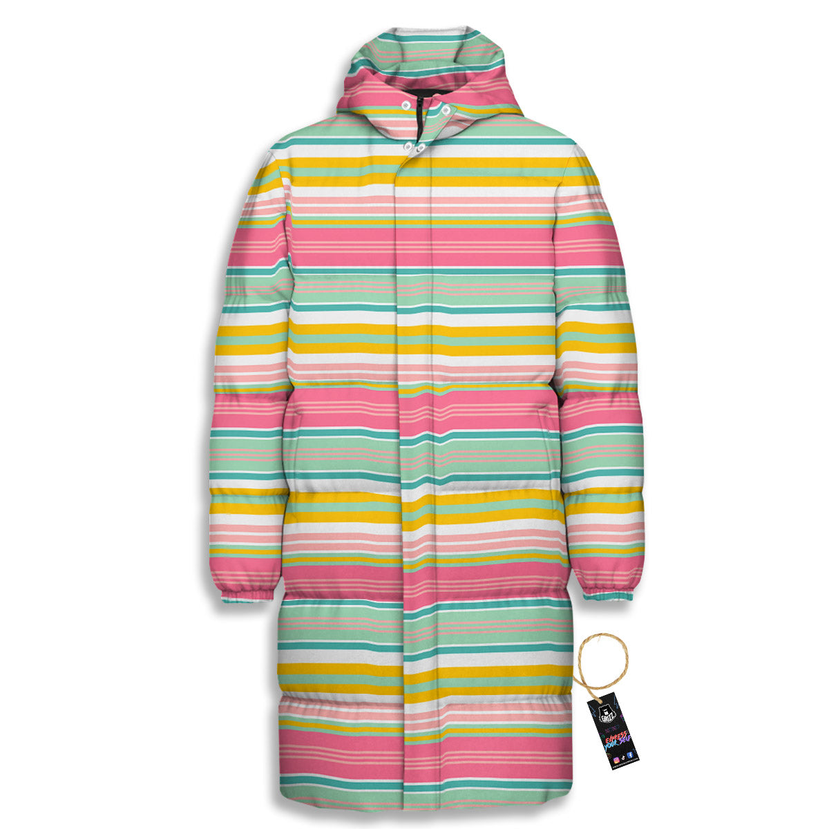 Serape Blanket Colorful Print Pattern Long Down Jacket-grizzshop