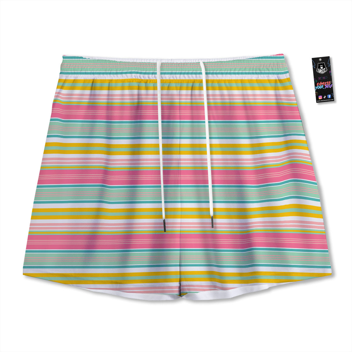 Red Green And White Argyle Print Pattern Mesh Shorts