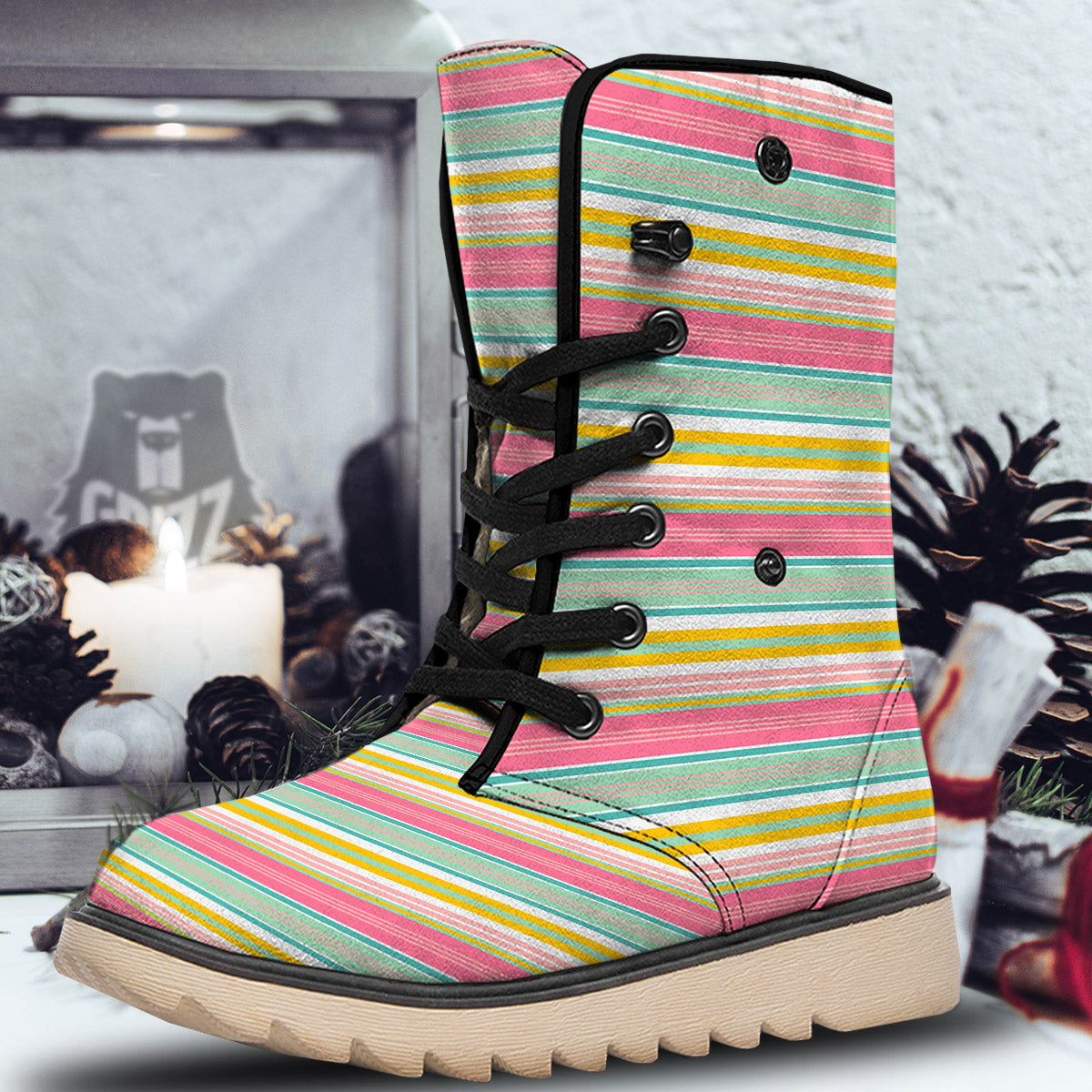 Serape Blanket Colorful Print Pattern Snow Boots-grizzshop