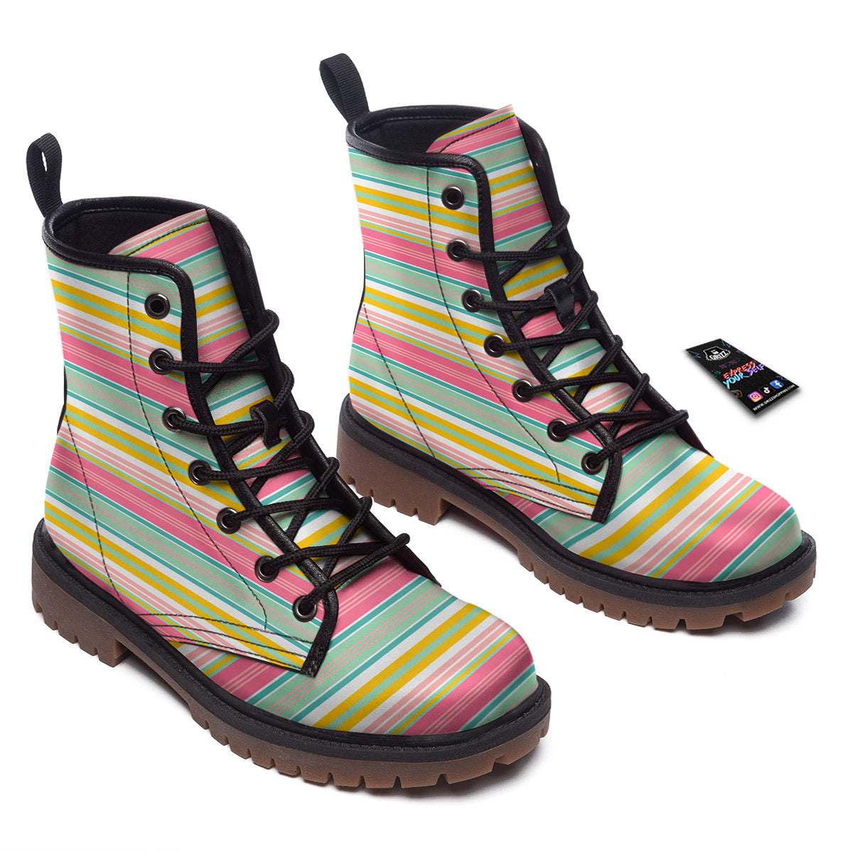 Serape Blanket Colorful Print Pattern Work Boots-grizzshop
