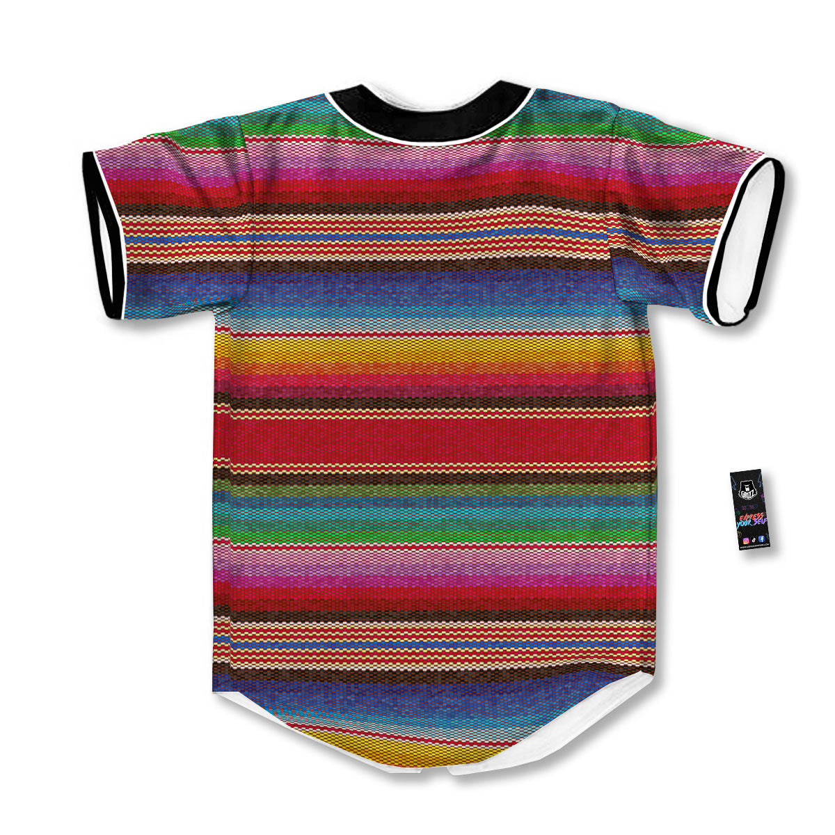 Serape Blanket Ethnic Print Pattern Baseball Jersey-grizzshop