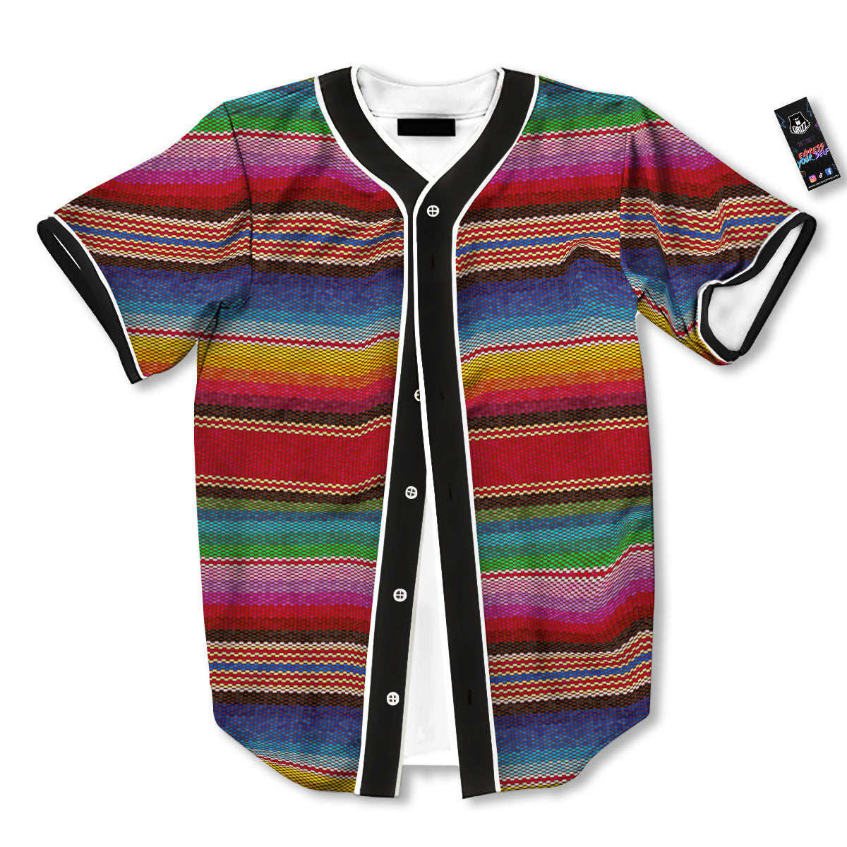 Serape Blanket Ethnic Print Pattern Baseball Jersey-grizzshop