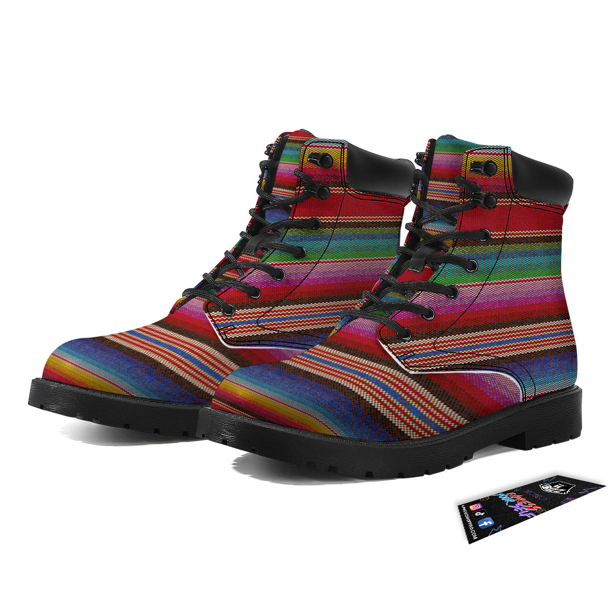 Serape Blanket Ethnic Print Pattern Boots-grizzshop