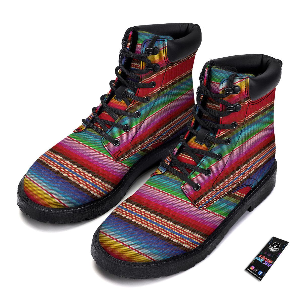Serape Blanket Ethnic Print Pattern Boots-grizzshop