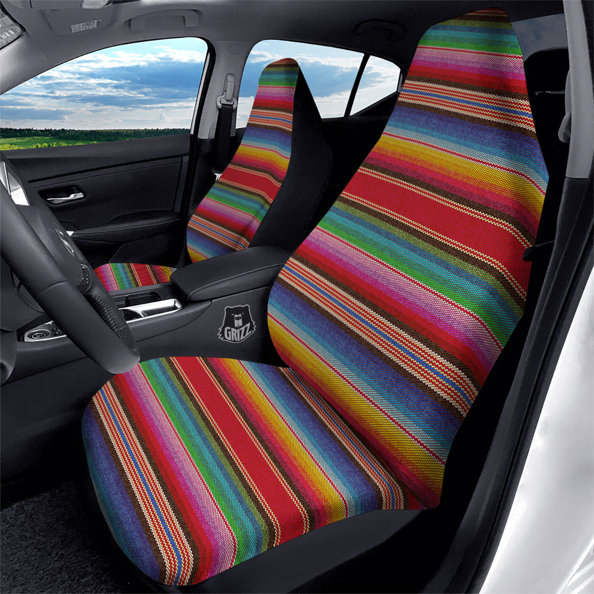 Serape Blanket Ethnic Print Pattern Car Seat Covers-grizzshop