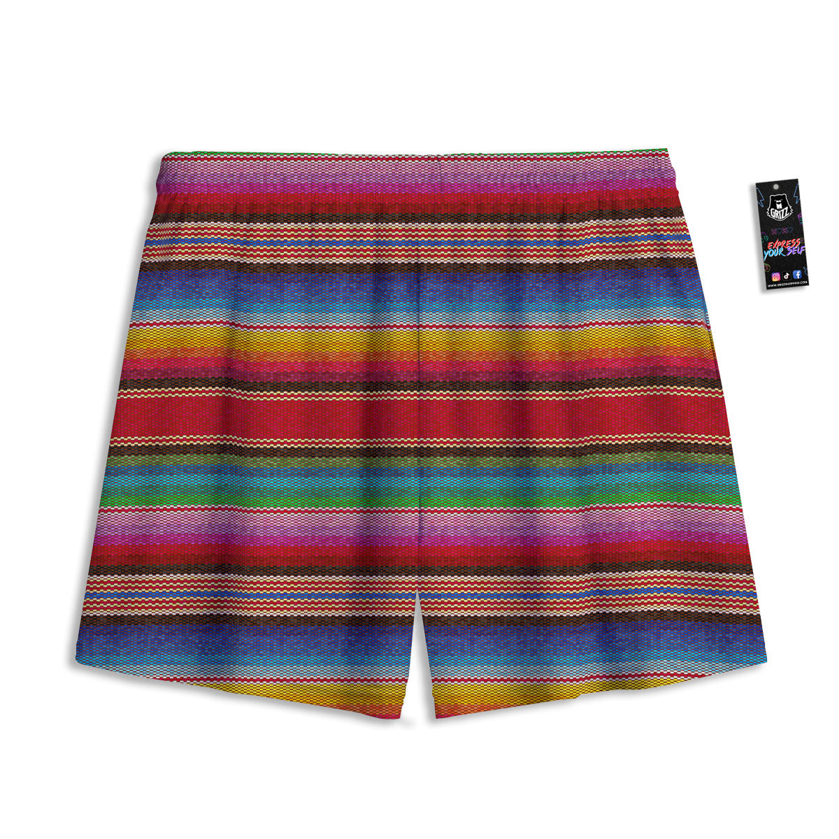 Serape Blanket Ethnic Print Pattern Mesh Shorts