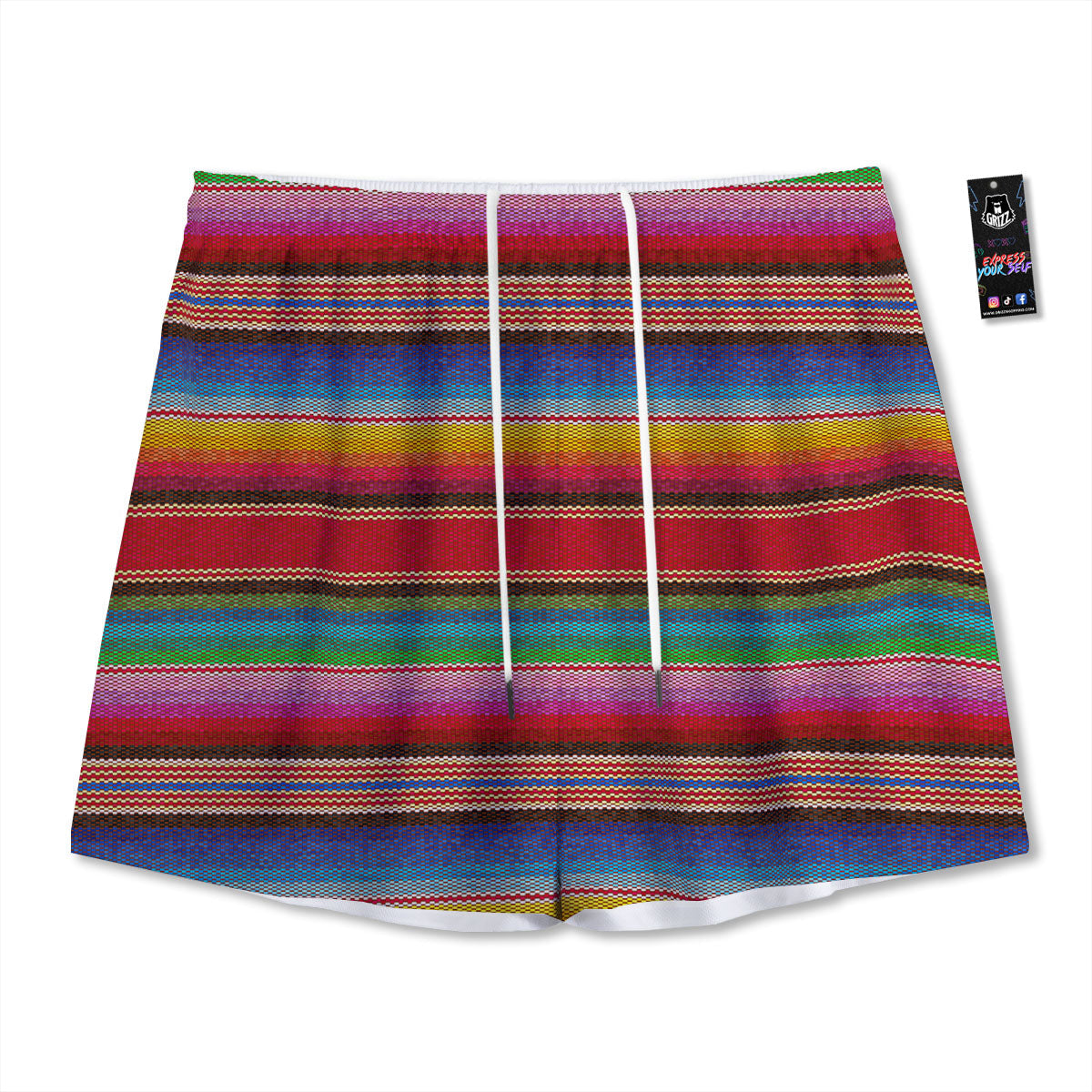Serape Blanket Ethnic Print Pattern Mesh Shorts