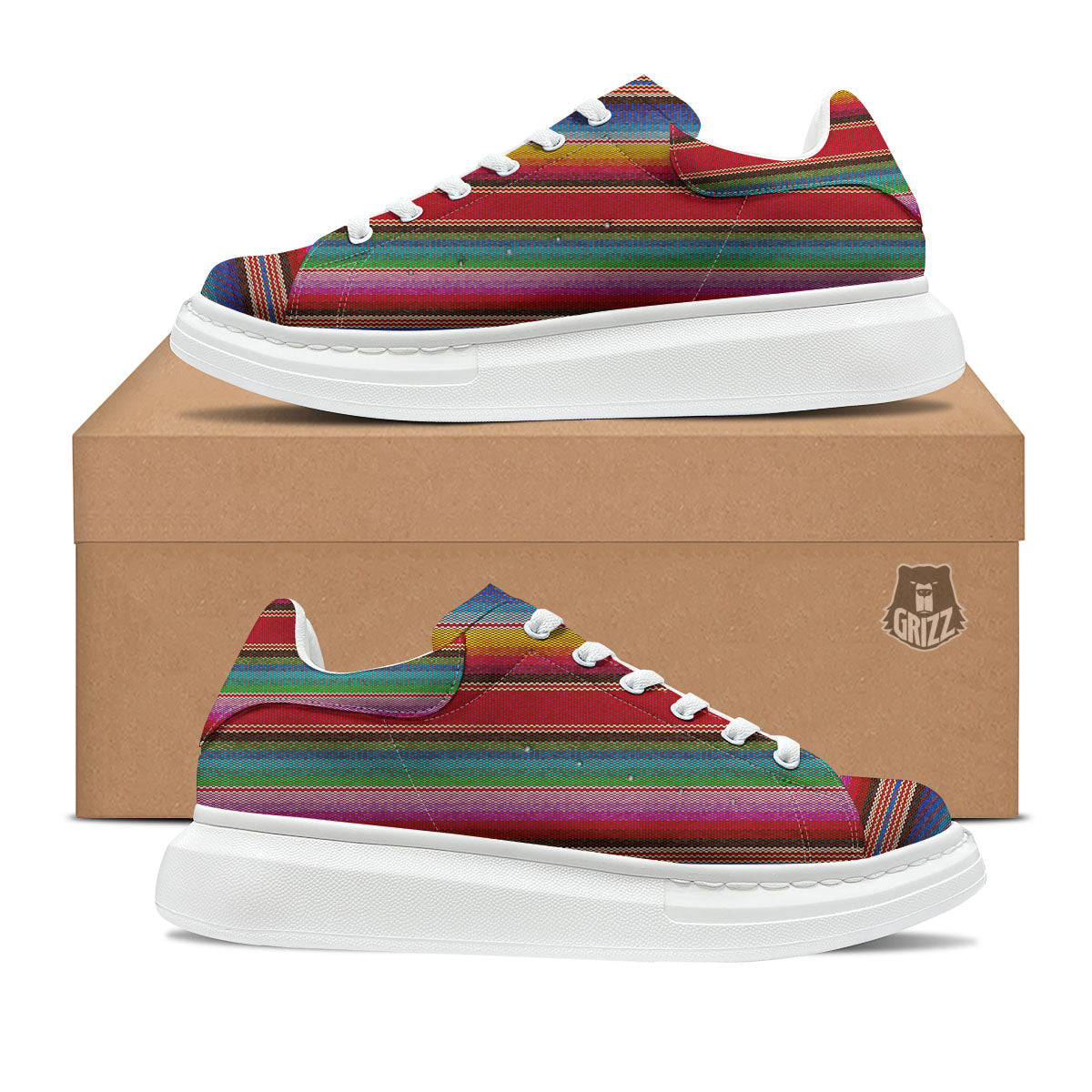 Serape Blanket Ethnic Print Pattern Platform Shoes-grizzshop