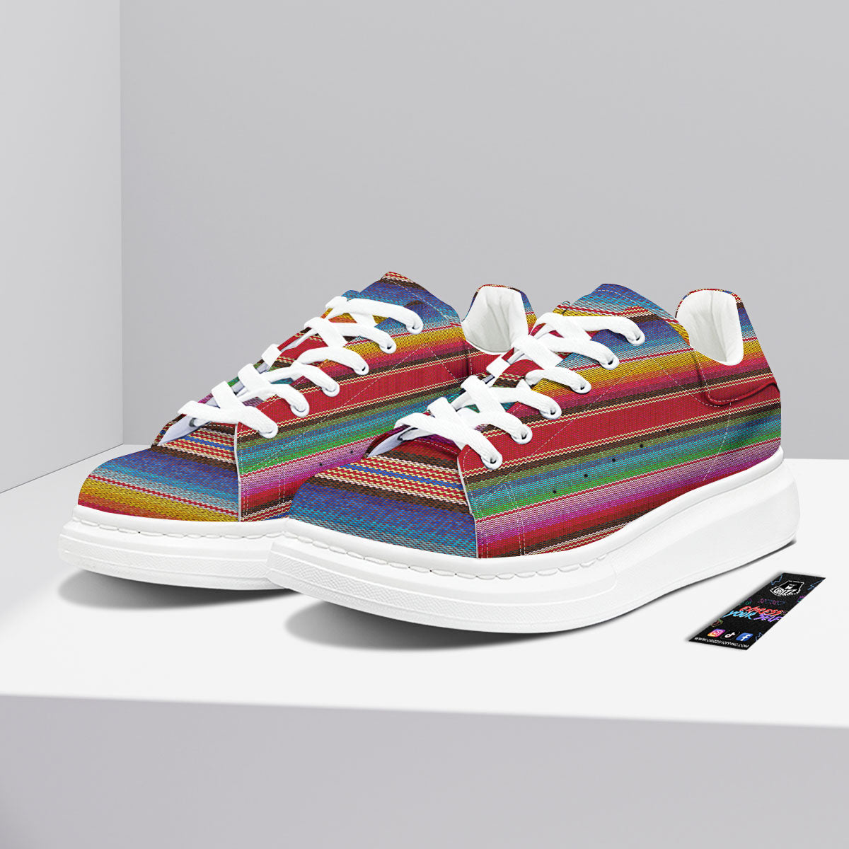 Serape Blanket Ethnic Print Pattern Platform Shoes-grizzshop