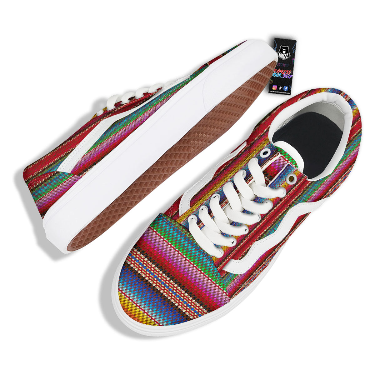 Serape Blanket Ethnic Print Pattern Skate Shoes-grizzshop