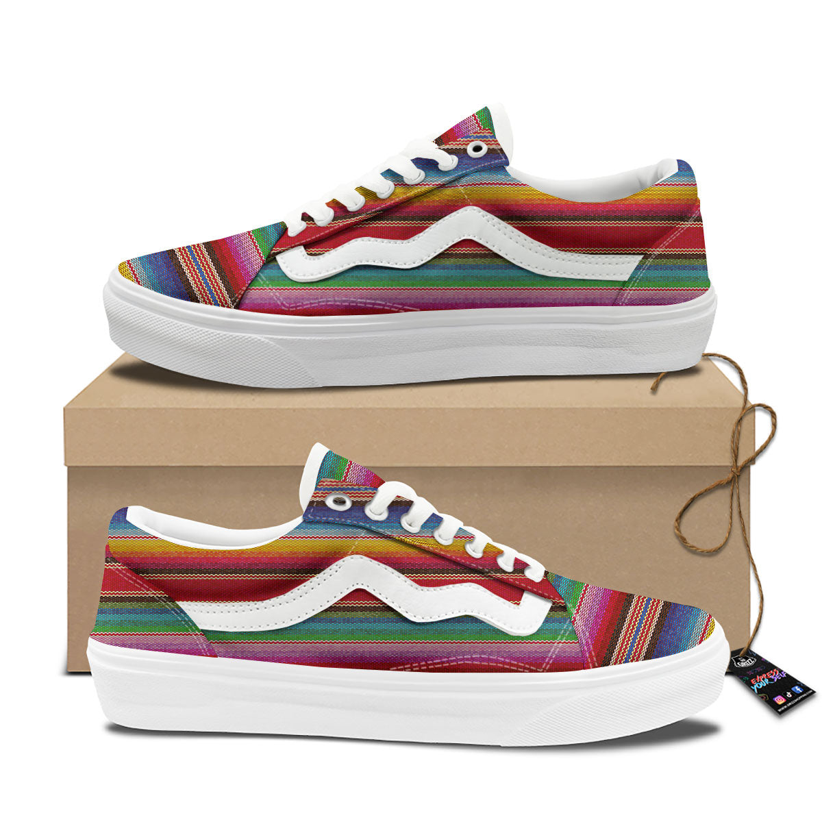 Serape Blanket Ethnic Print Pattern Skate Shoes-grizzshop