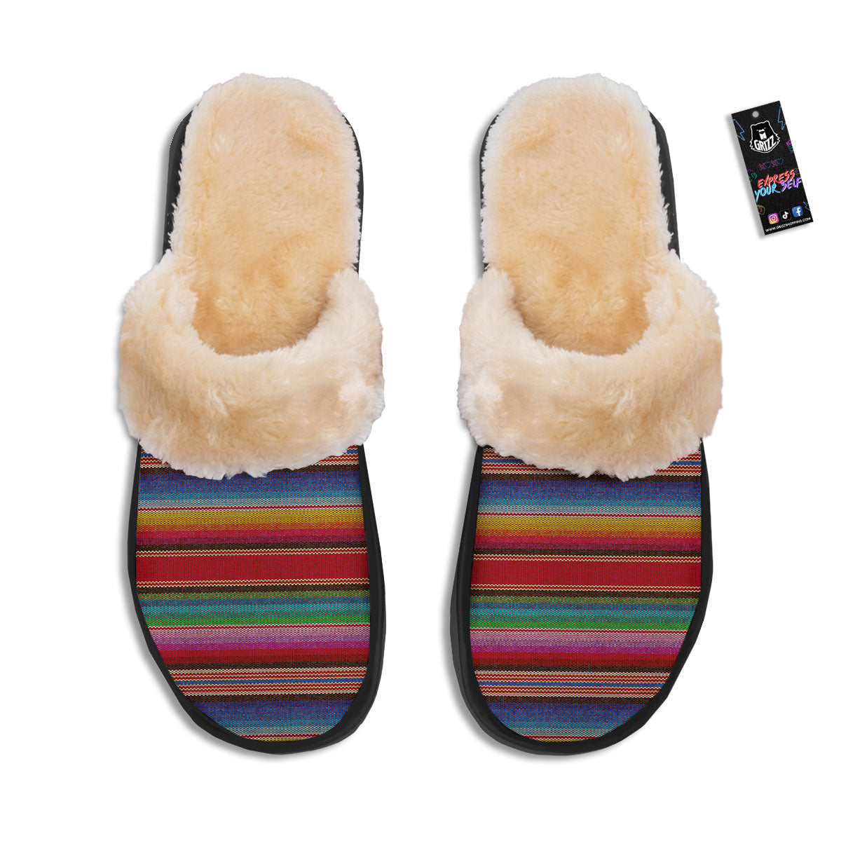 Serape Blanket Ethnic Print Pattern Slippers-grizzshop