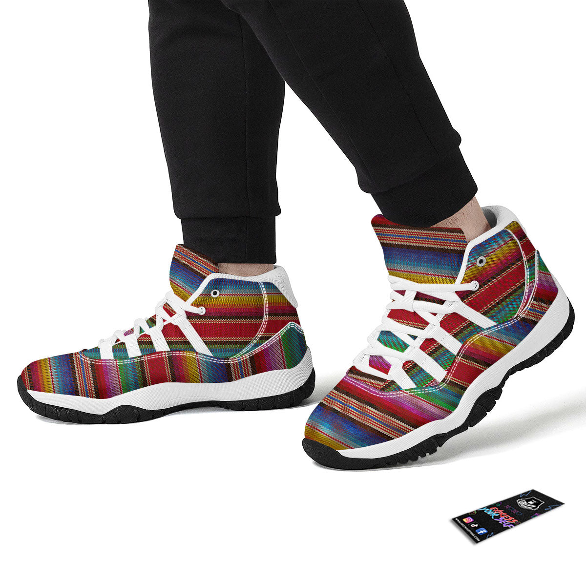 Serape Blanket Ethnic Print Pattern White Bball Shoes-grizzshop