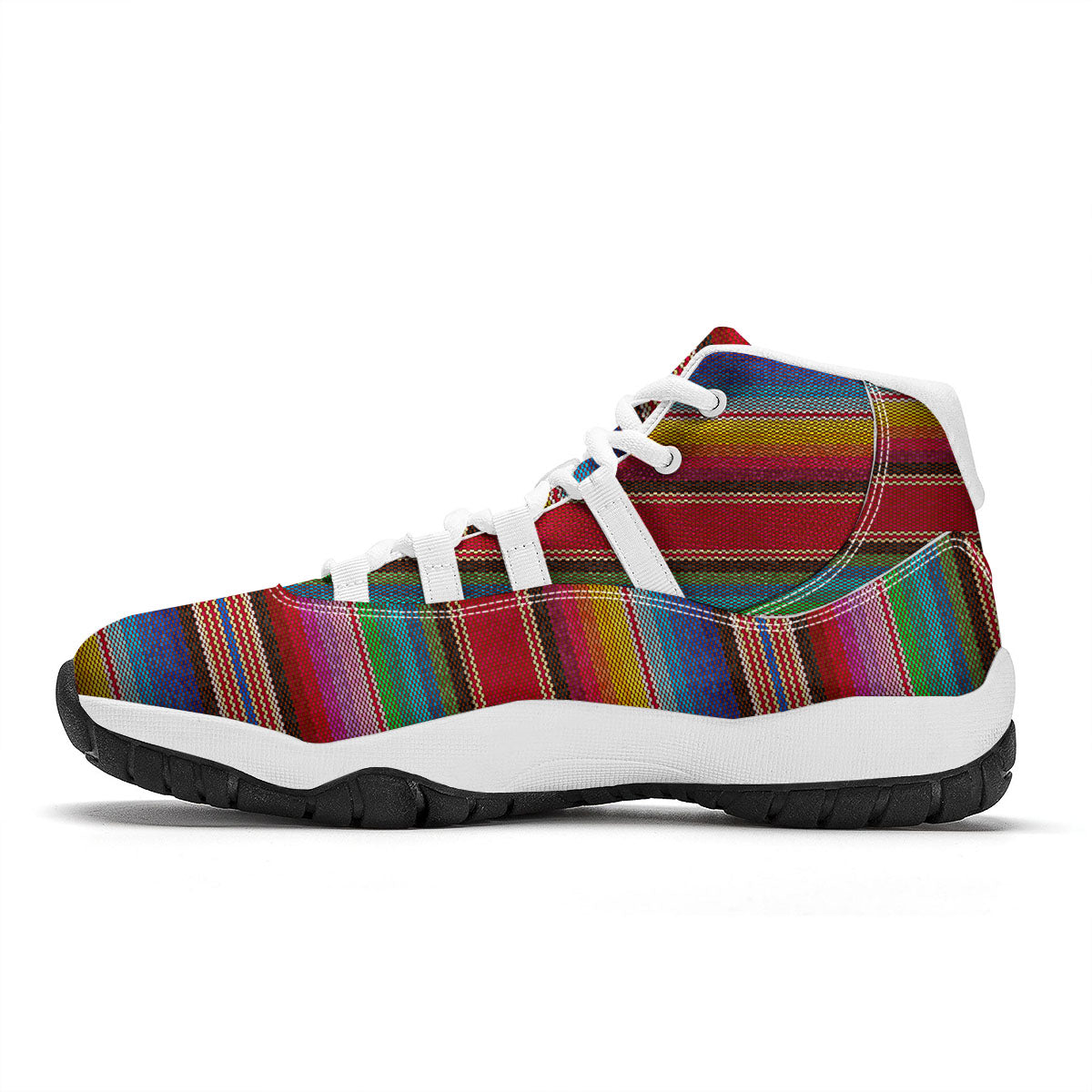 Serape Blanket Ethnic Print Pattern White Bball Shoes-grizzshop